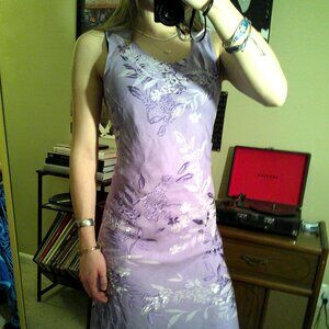 Casual Corner Lilac Slip Dress with Floral Detail